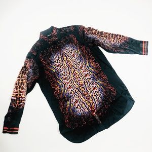 JUST CAVALLI Silk Blouse-- Multi-pattern Leopard